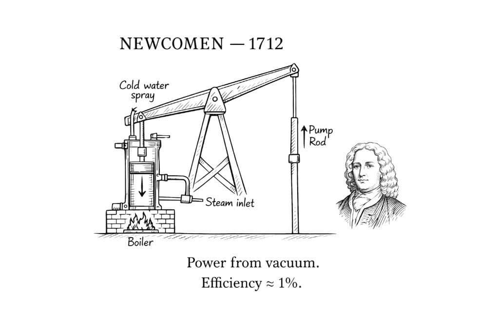 Newcomen engine illustration
